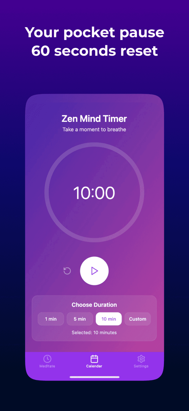 Zen Mind Timer Main Screen