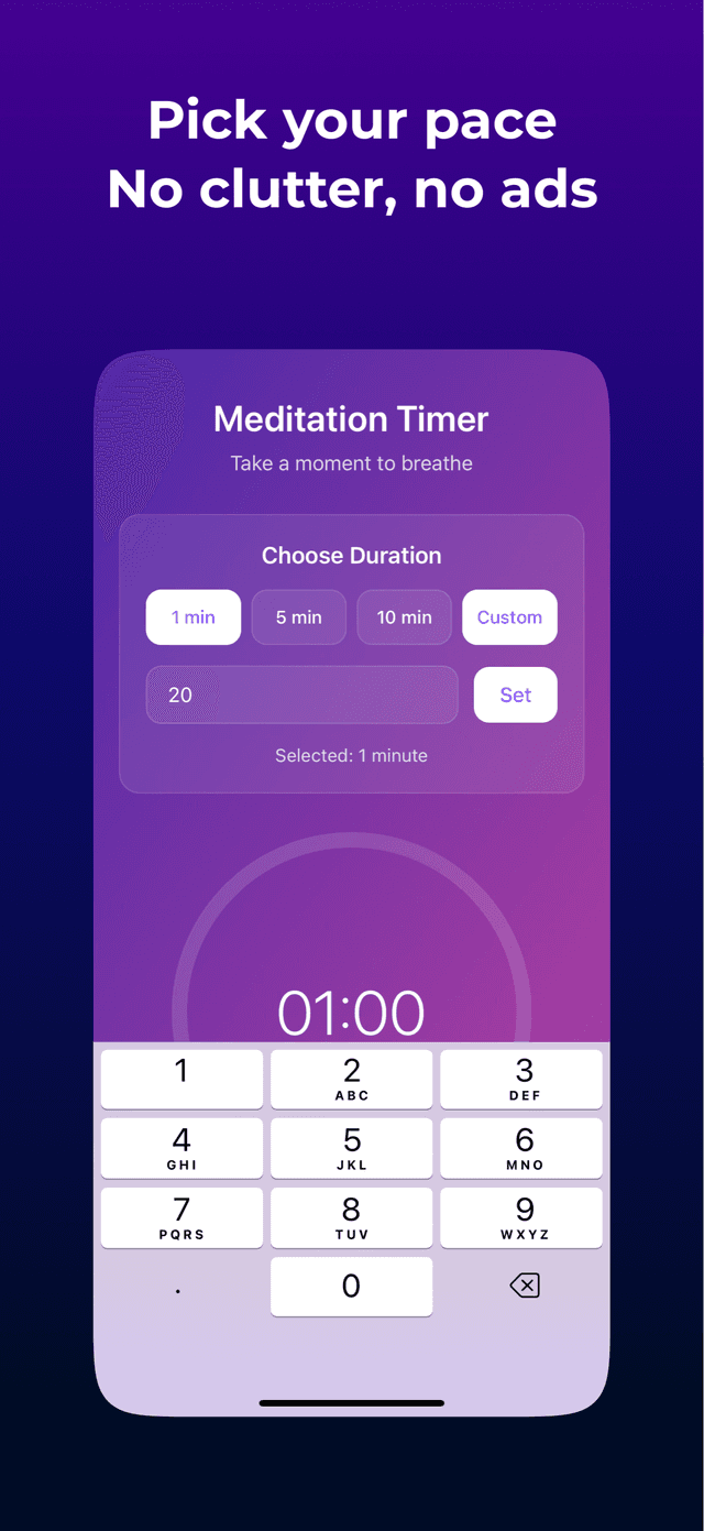 Zen Mind Timer Settings Screen