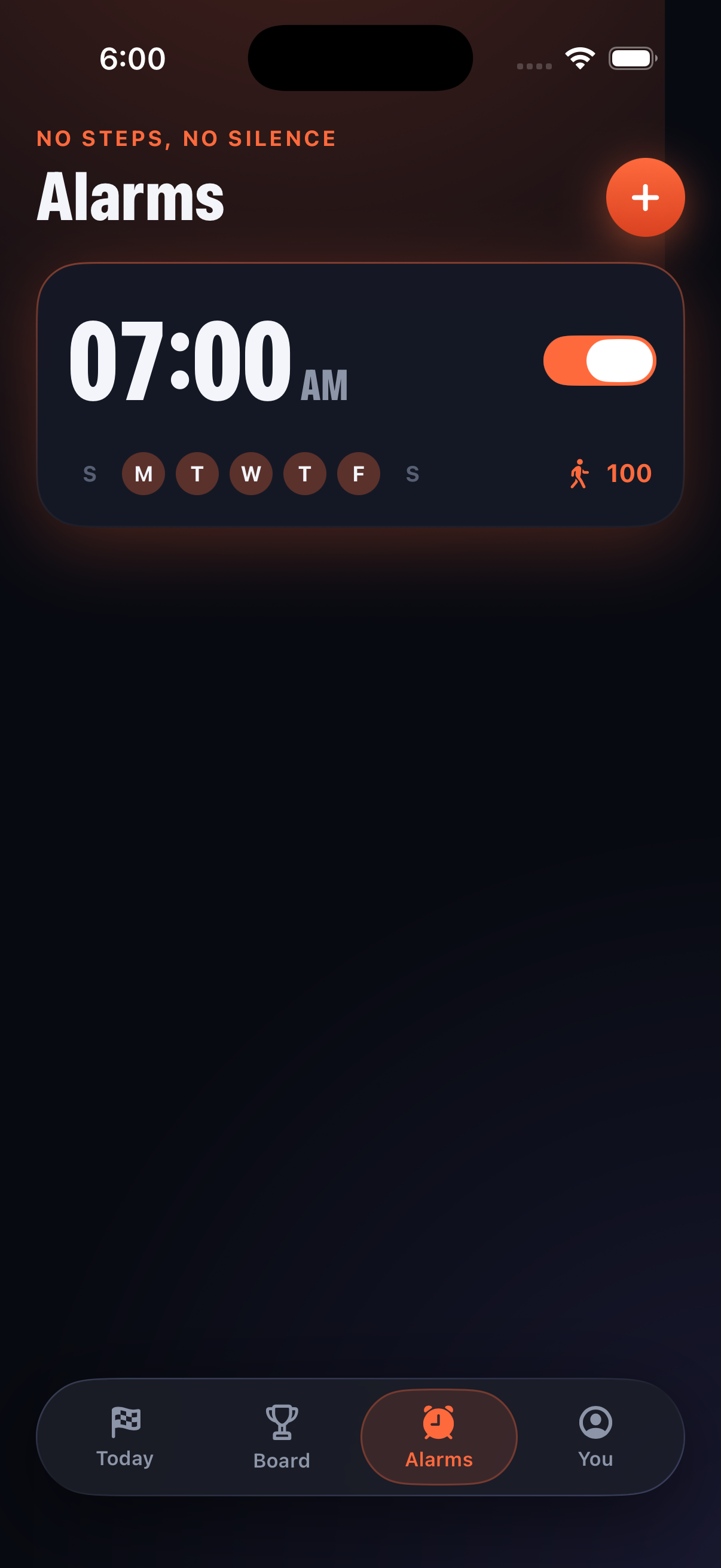 Steppy Alarms screen