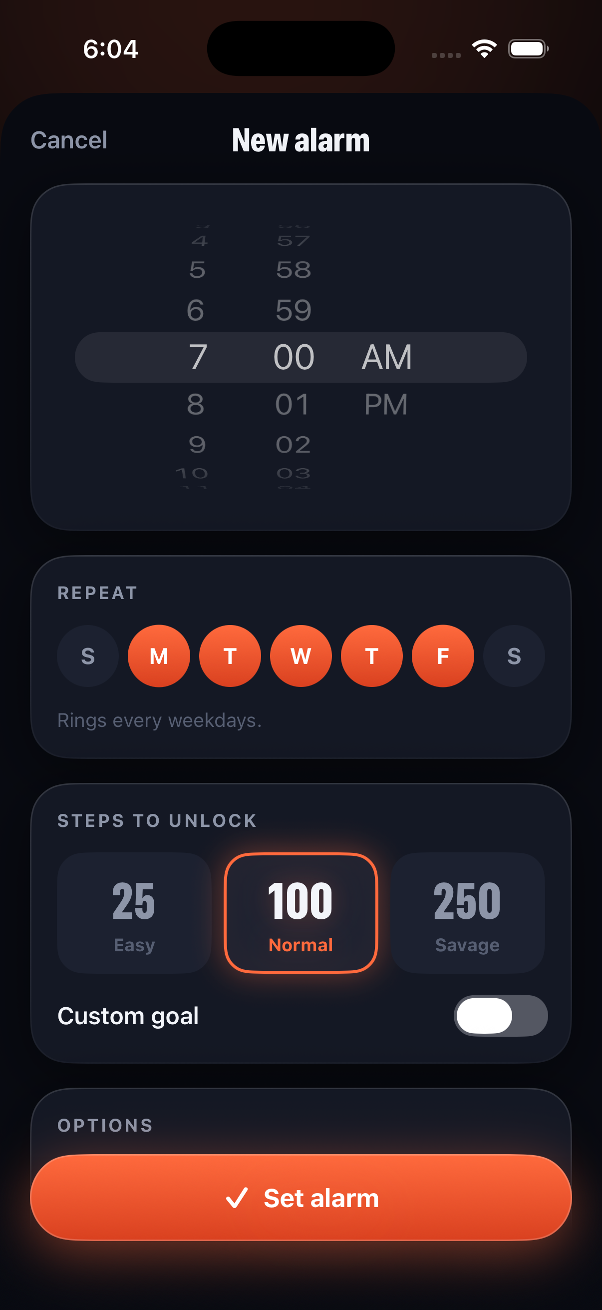 Steppy New alarm screen